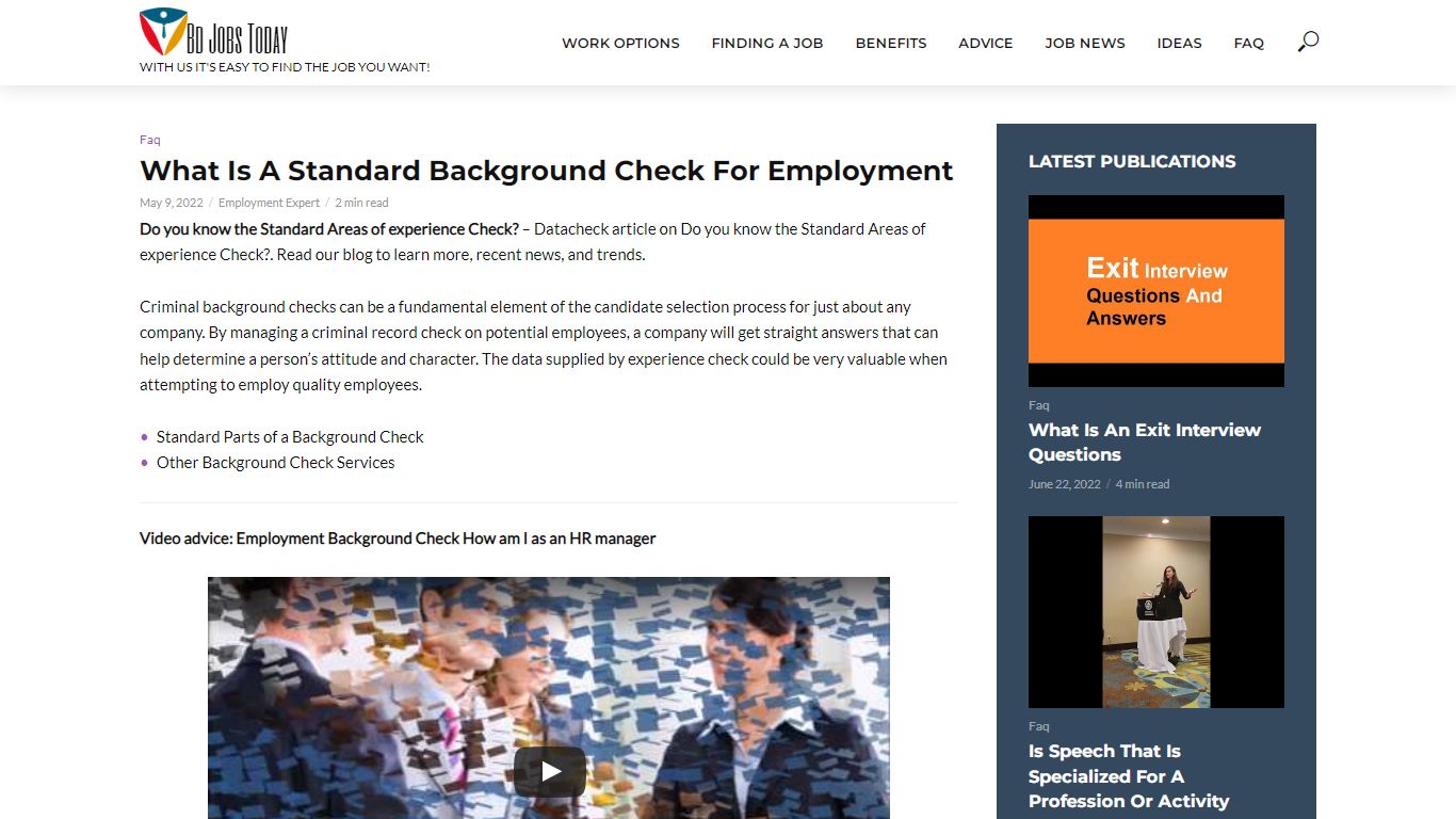 What Is A Standard Background Check For Employment